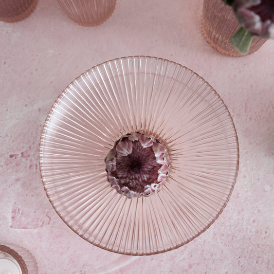 Pressed Pink Glass Low Bowl