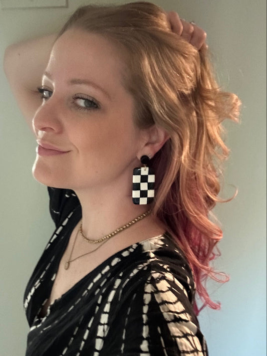 Checkered Resin Earrings