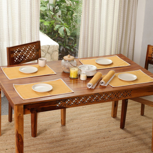 Mustard & Off-White Cotton Crochet Placemats (12" x 18")