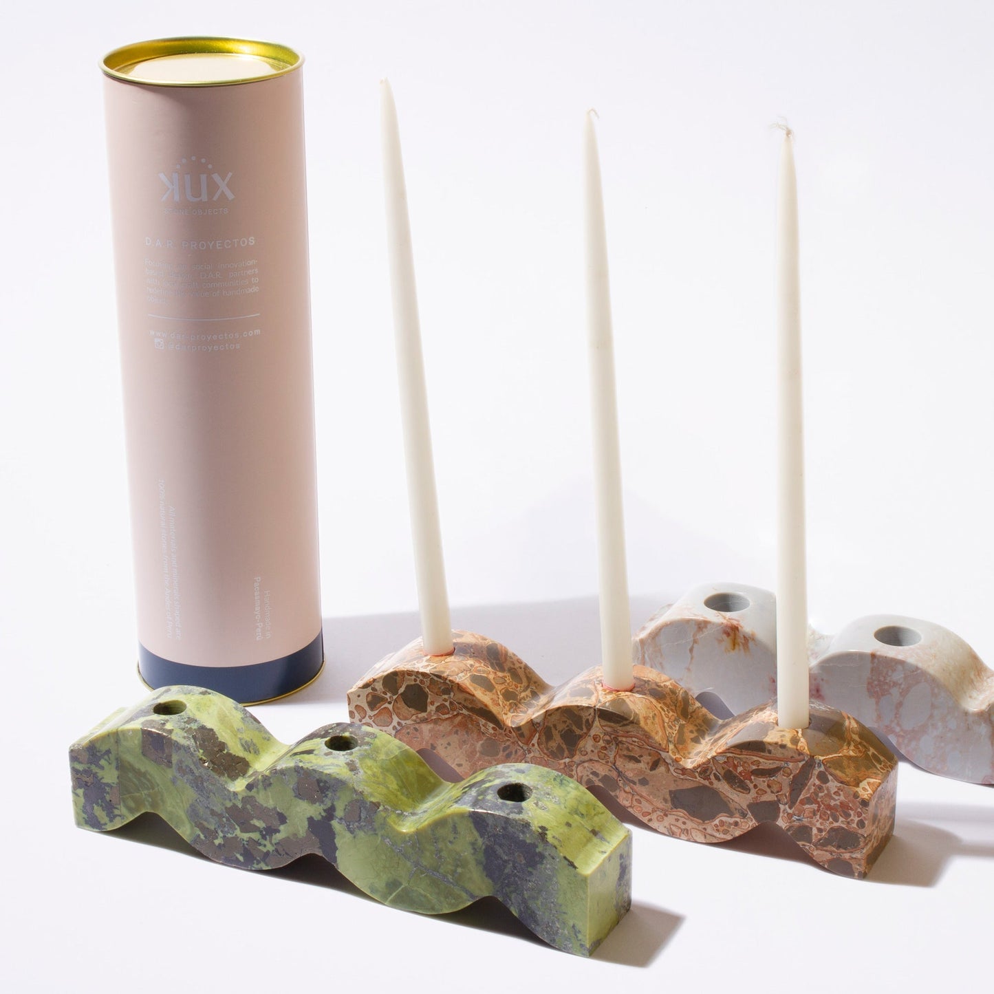 Wavy gemstone candelabra Serpentine green