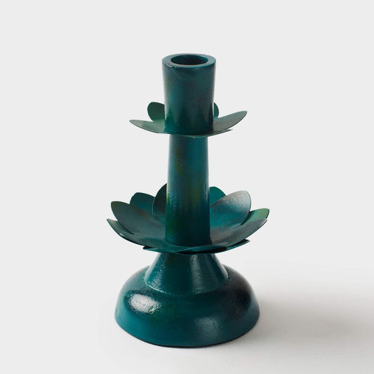 Green Lotus Bloom Tapered Candleholders