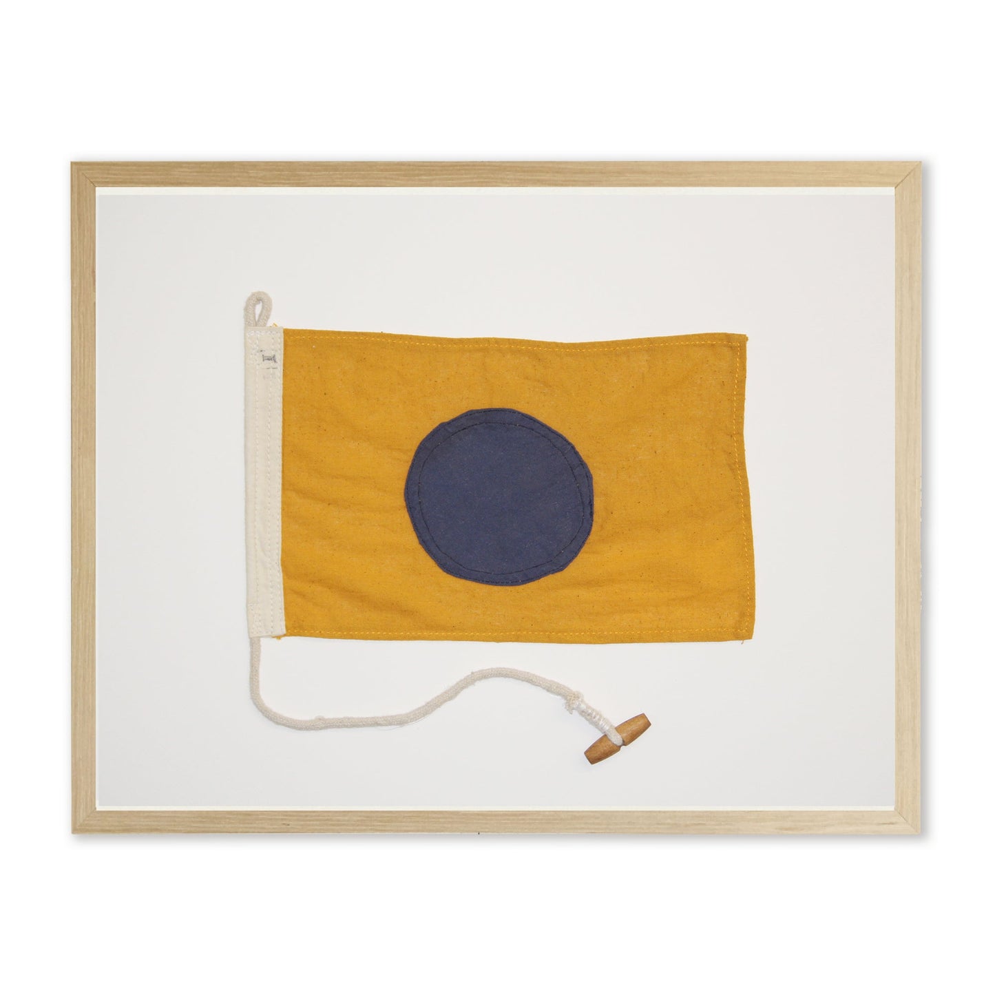 Yellow and Navy Flag in Natural Wooden Frame