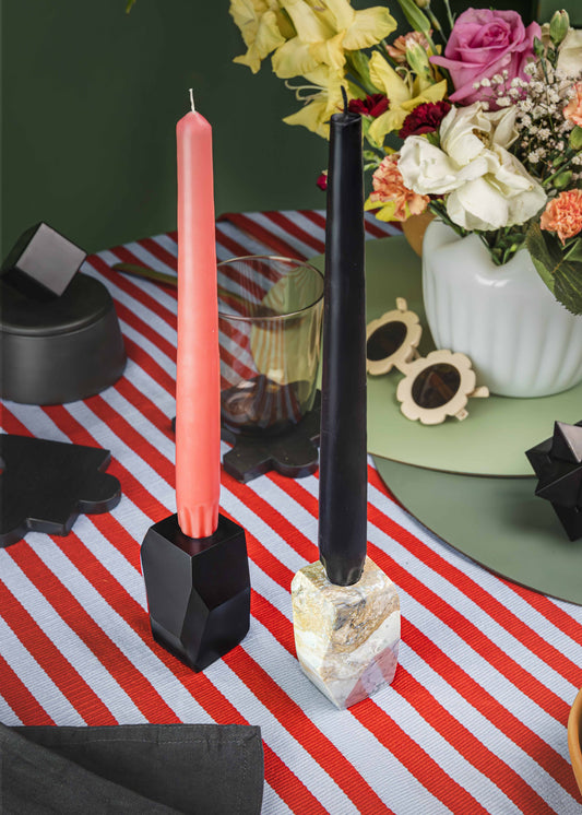 Gemstone faceted candelabra Black Onyx