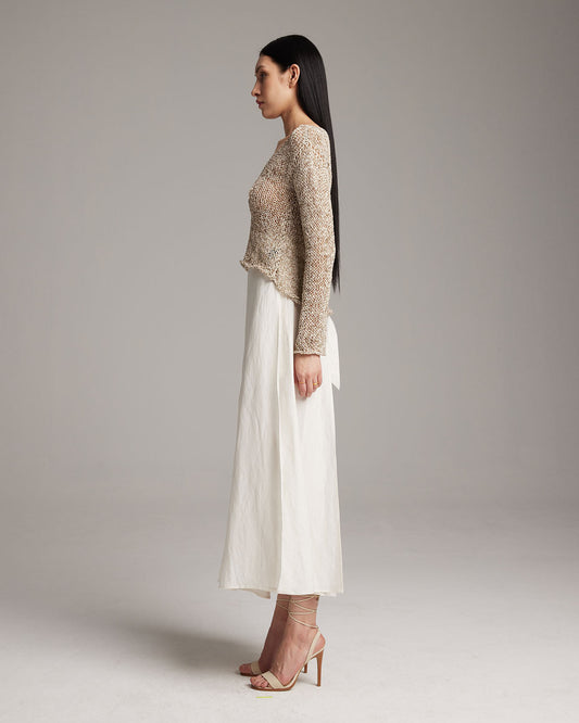 Marble Loose Knit Midlength Crop Sweater