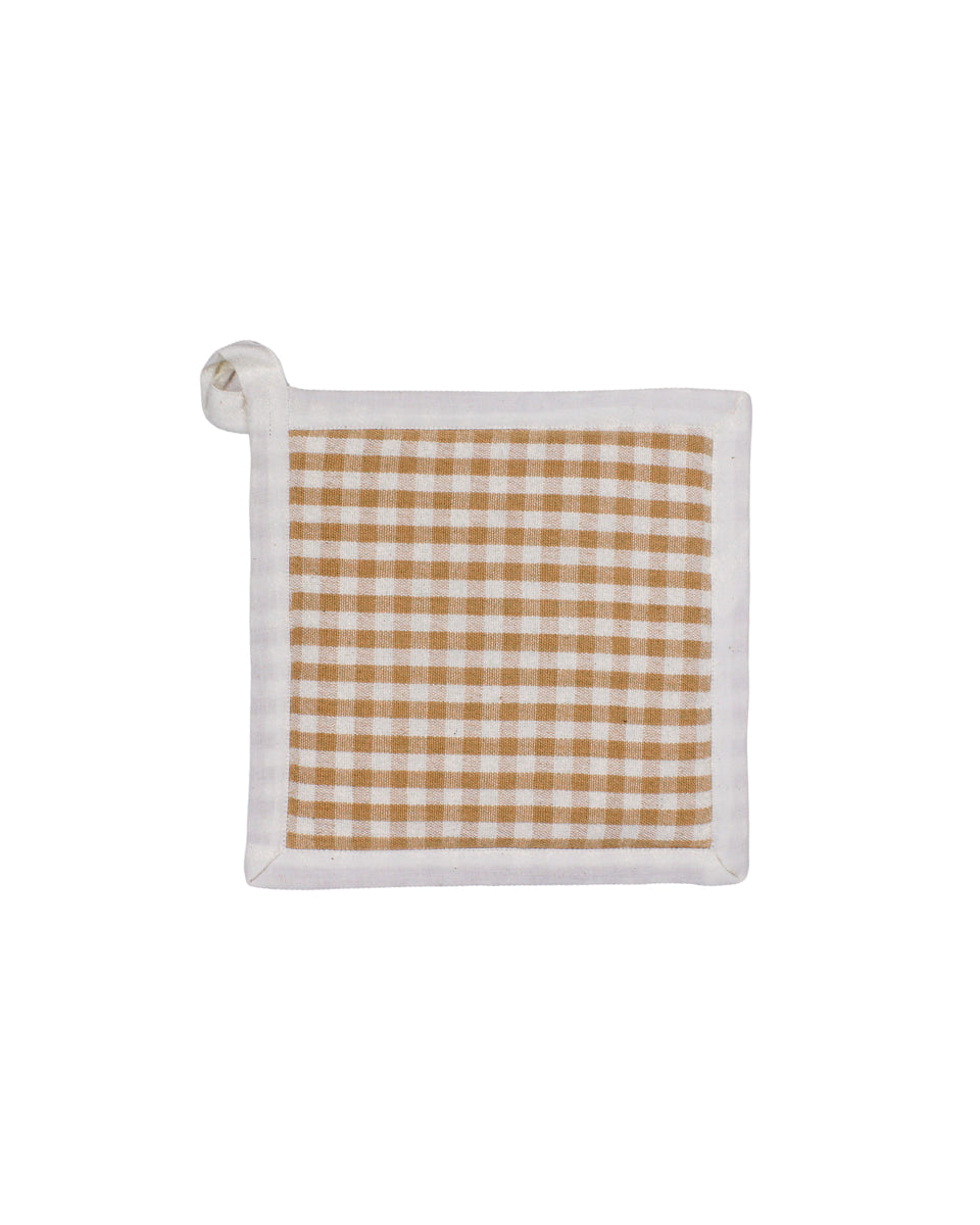 Tan Gingham Pot Holder