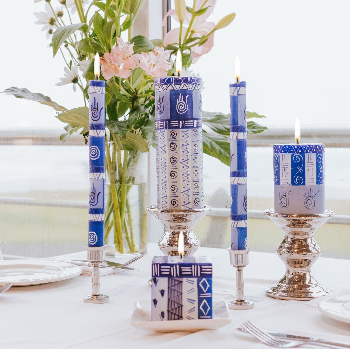 Hamsa Painted Candles