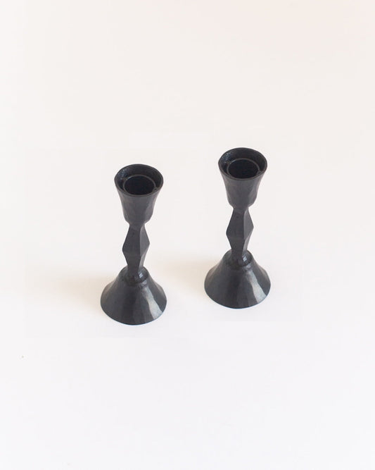 S/2 Low Diamond Candlestands - Black Finish