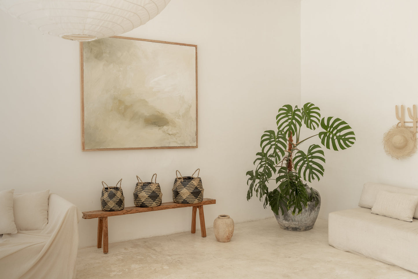 Plaid Woven Storage Basket