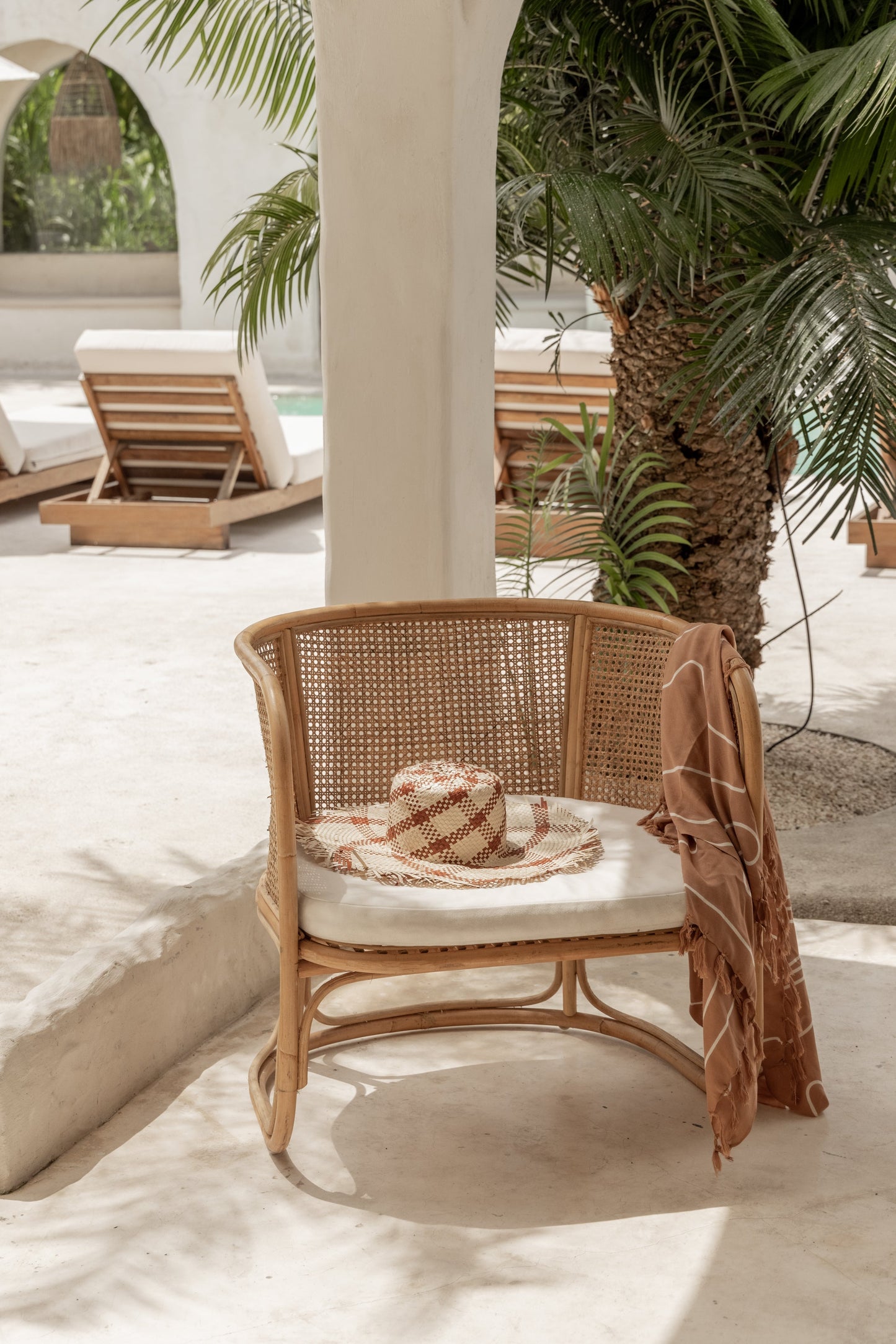 Plaid Patterned Natural Sun Hat