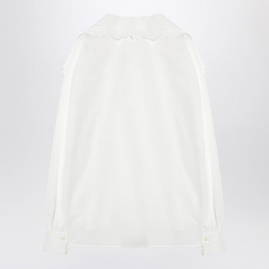 Chloé White Shirt With Embroidered Bow Tie Women
