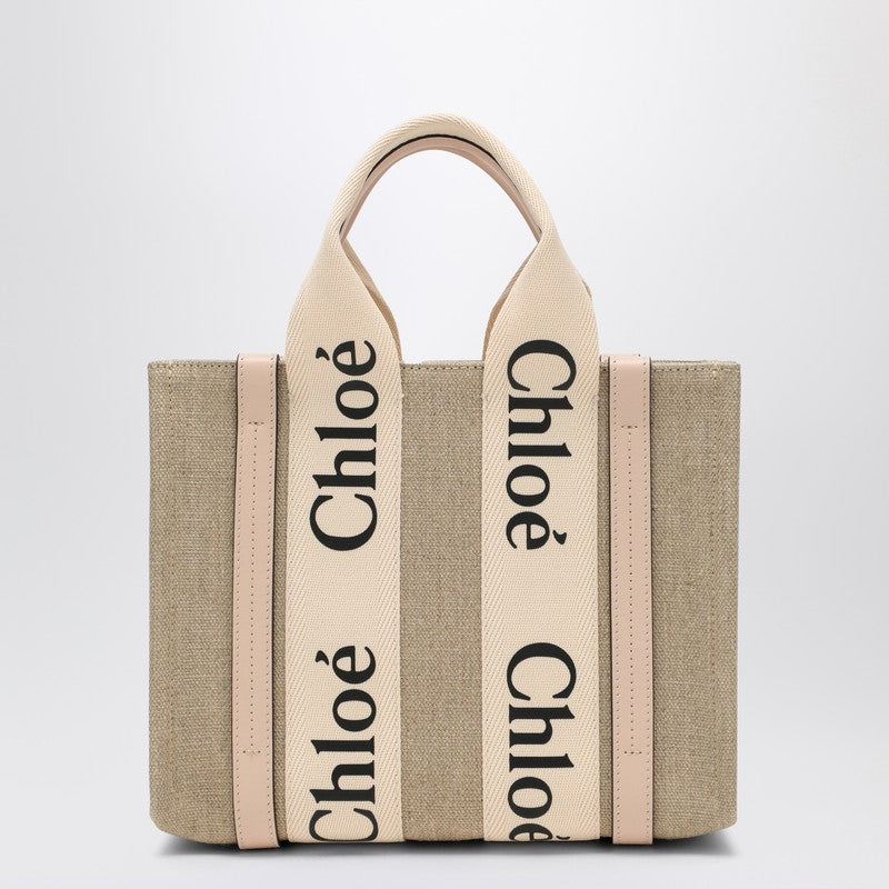 Chloé Woody Little Bag In Beige Canvas Women