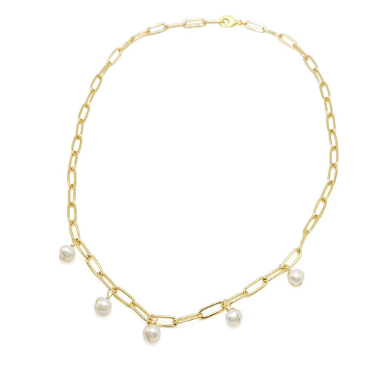 Celestial Paperclip Necklace With Freshwater Pearls Luxury Collection Limited Edition