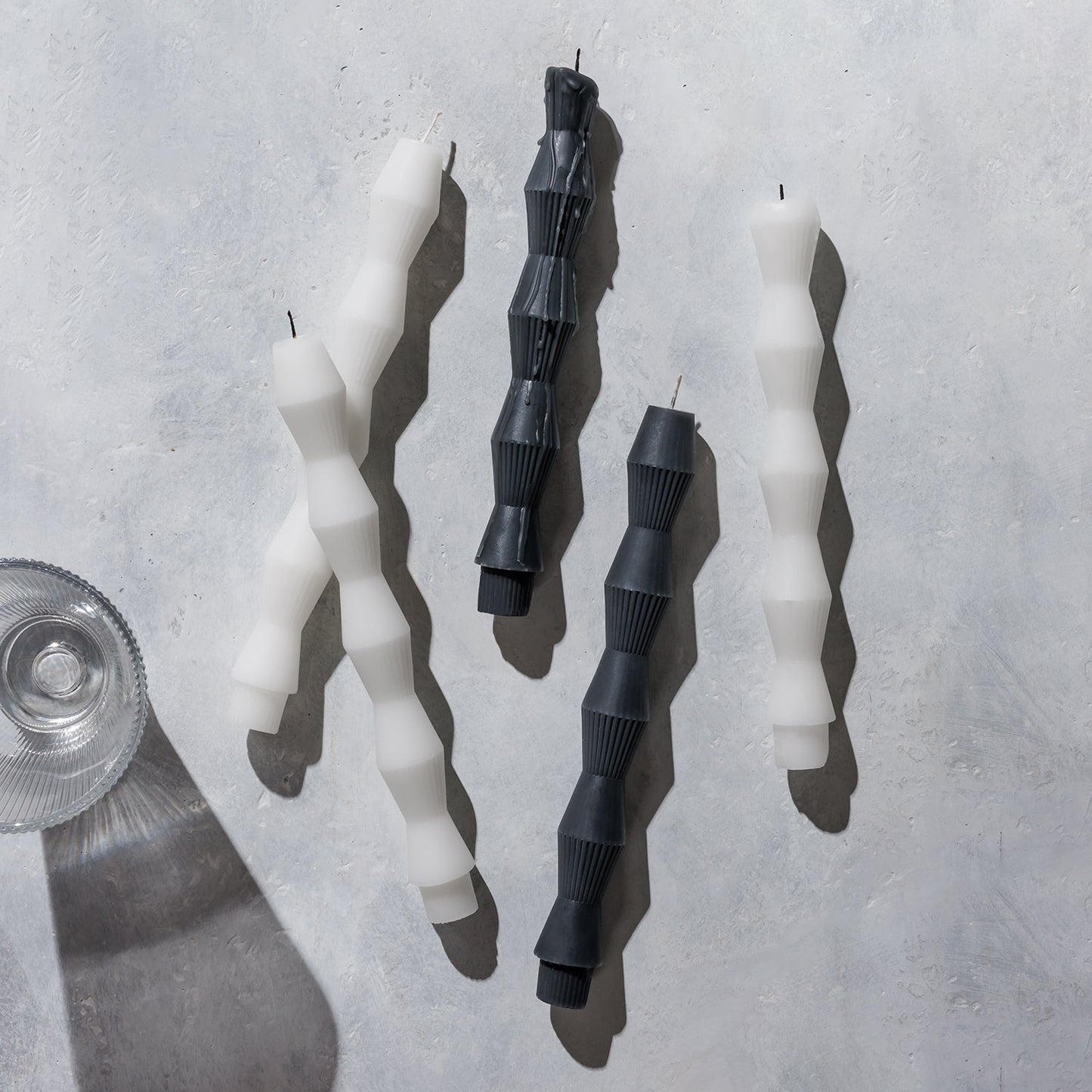 Charcoal Geometric Pillar Candle (Set of 2)