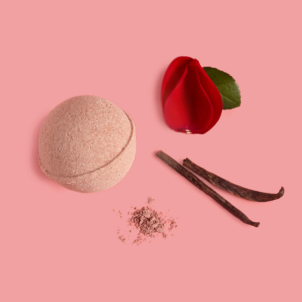 Pure Love Bath Bomb – Vanilla, Rosehip & Rose Clay Bliss