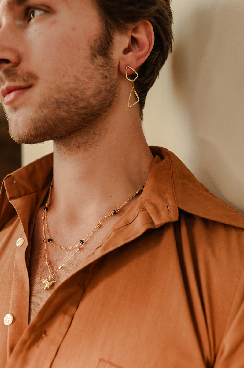 Geometric Dangle Brass Earrings