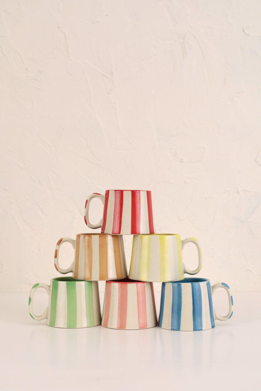 Ceramic Pink Stripe Coffee cup- 220ml (SET OF 4)