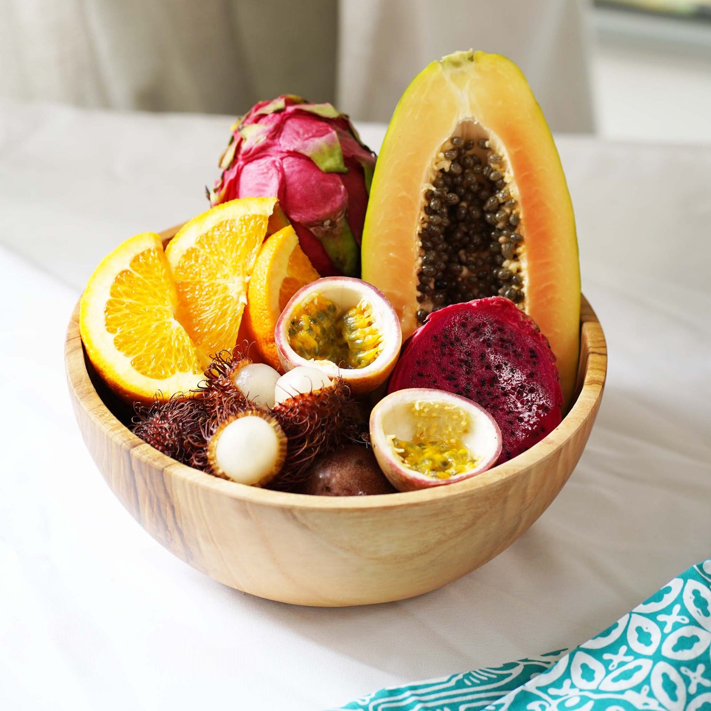 Teak wood bowl handmade in Indonesia medium size 10" x 4"