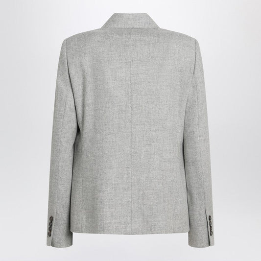 Brunello Cucinelli Grey Double-Breasted Wool Jacket Women