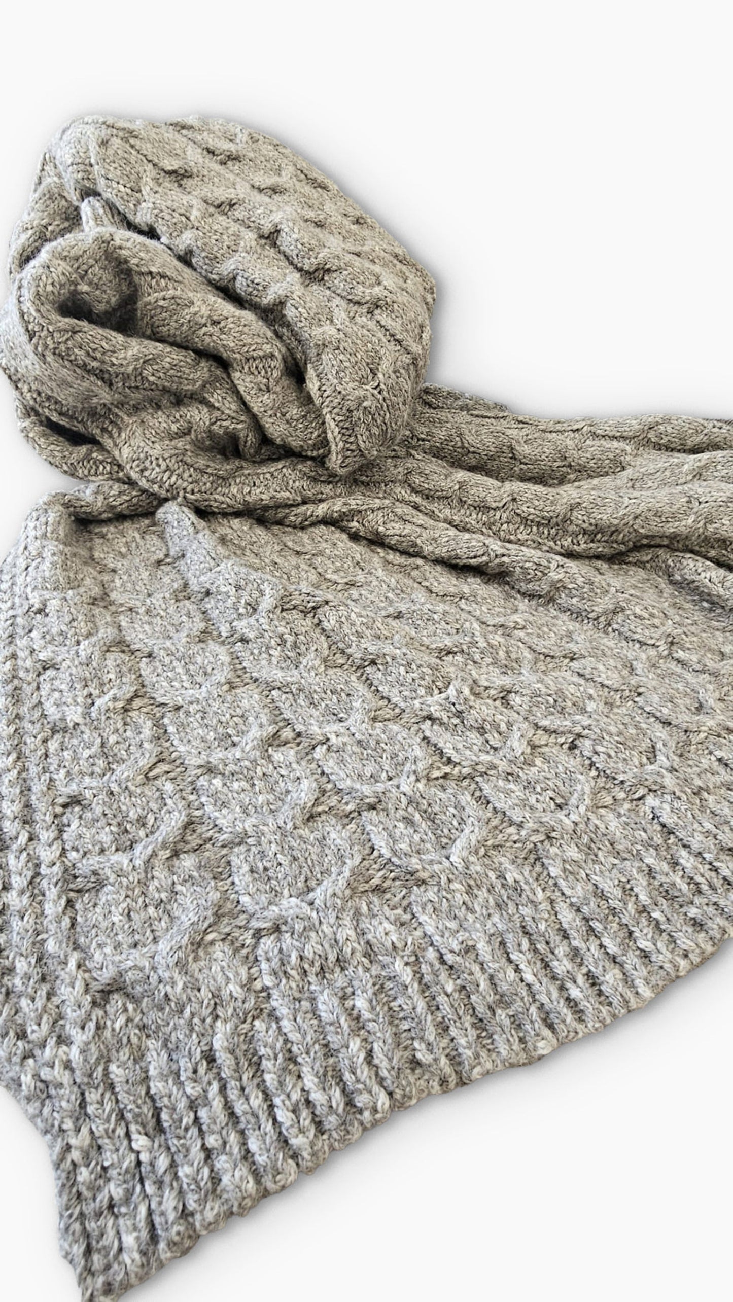 Muru Collection - Pima Cotton & Undyed Baby Alpaca Graphite Cable Throw