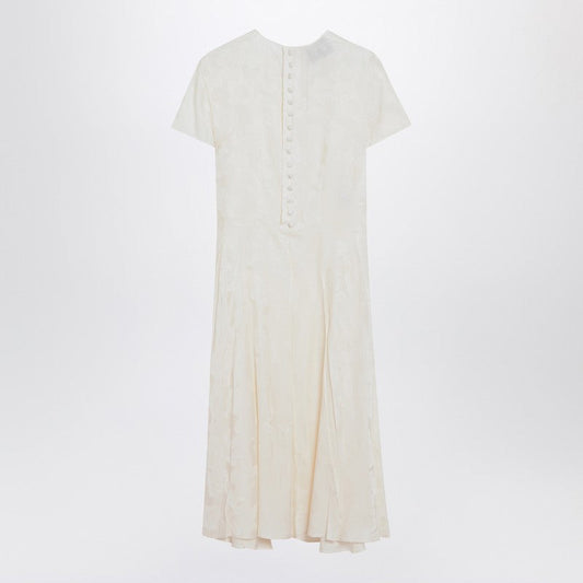 Prada Ivory Dress In Damask Silk Blend Women