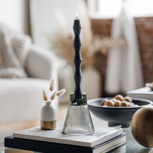 Charcoal Geometric Pillar Candle (Set of 2)