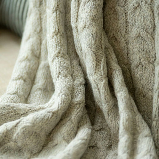 Muru Collection - Pima Cotton & Undyed Baby Alpaca Silver Cable Throw