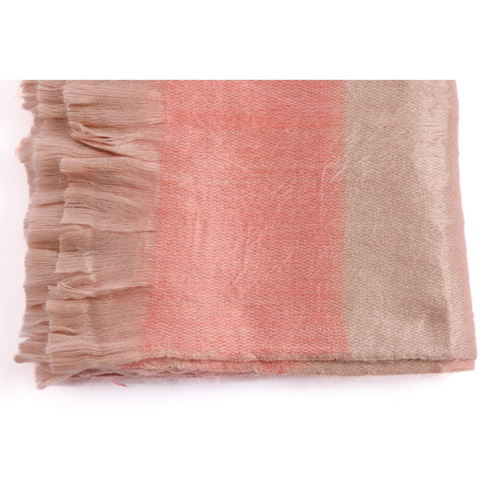 Kallpa Collection - Handwoven Alpaca Throw Blanket From Ecuador - Faded Coral with Eyelash Trim