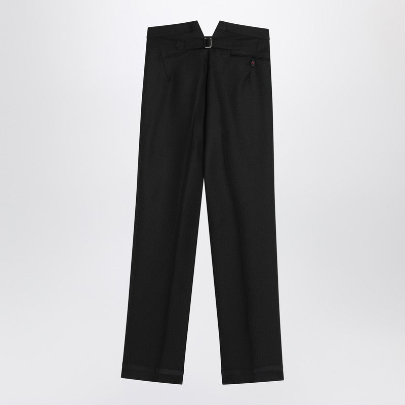 Maison Margiela Black Wool Pleated Trousers Women