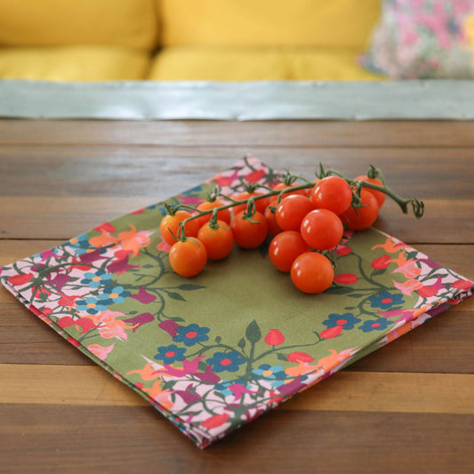 6 Napkins Blumen Green Offcut Version