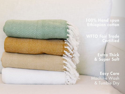 Mechot Handwoven Ethiopian Cotton Throw Blanket