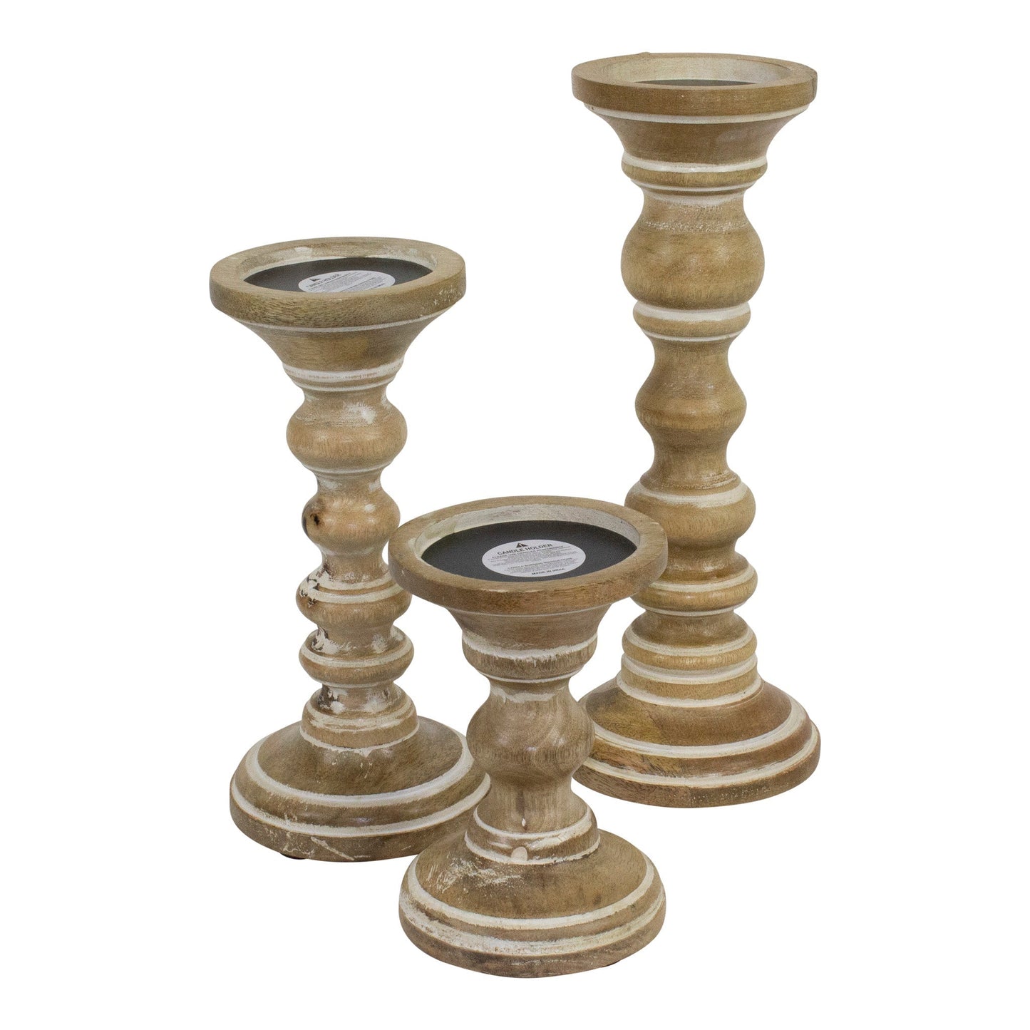 Willow Rustic White Pillar Candleholder Set