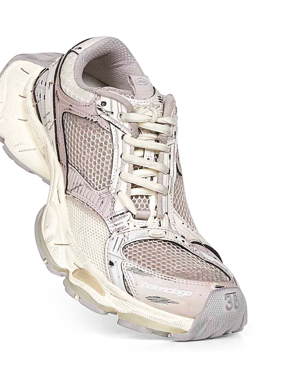 Balenciaga Women Beige And Grey Stapler Sneakers