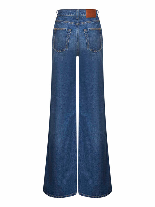Chloé Women Blue Denim High-Waisted Flare Jeans