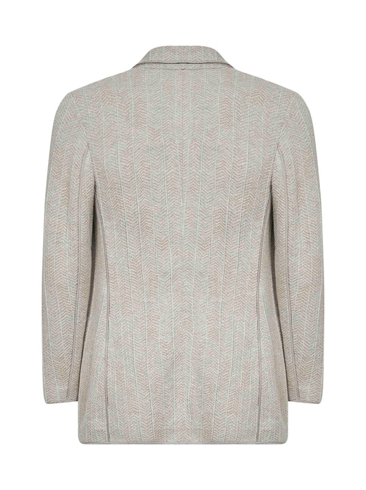 Giorgio Armani Women Beige Jacquard Jersey Double-Breasted Jacket