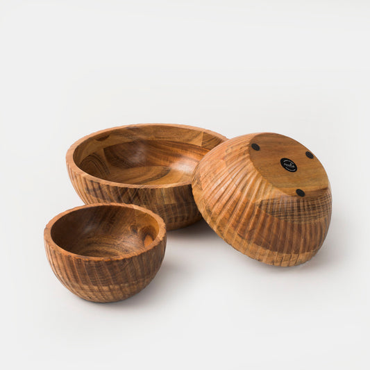 Stria Acacia Wood Bowls