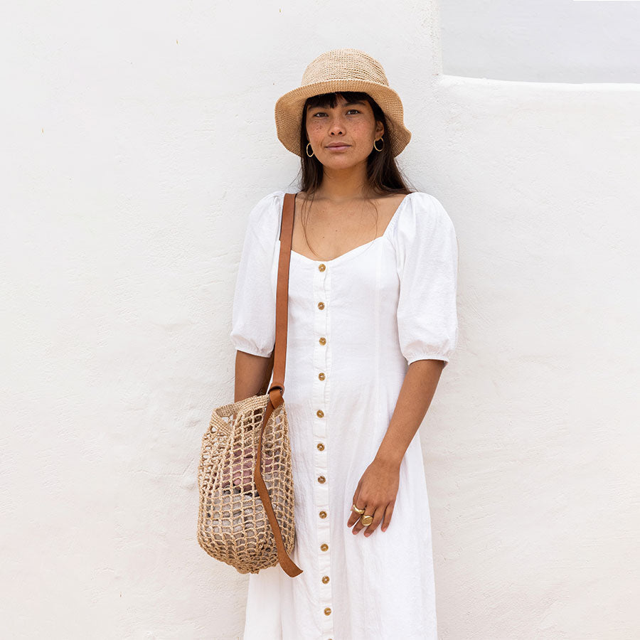 MINGA | Maria Woven Market Bag - Leather Strap