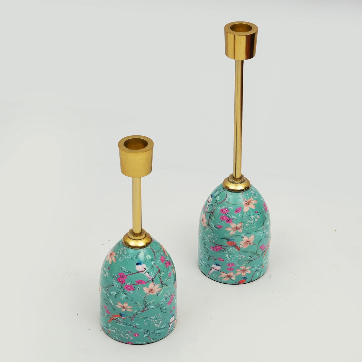 Aqua Flora Tapered Candleholders