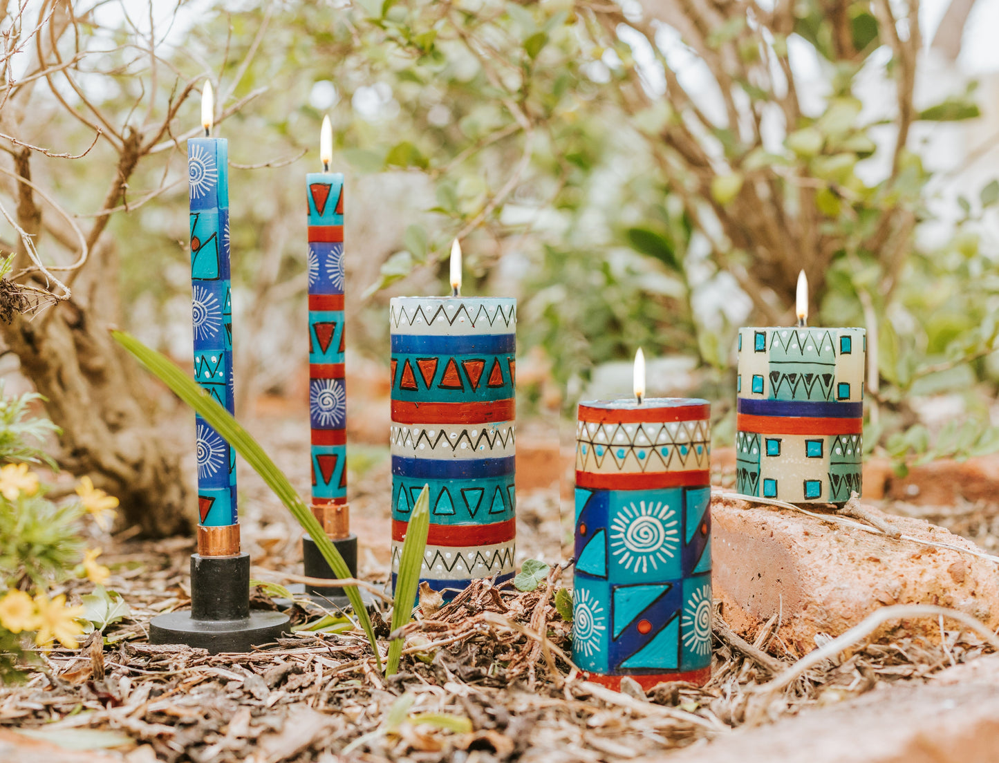 African Sky Painted Candles