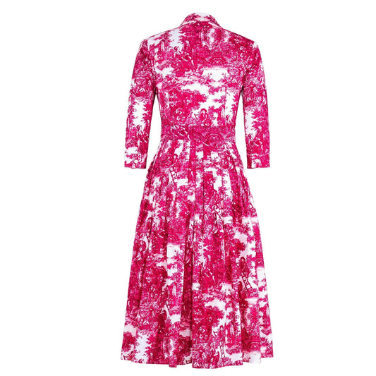 Audrey Dress #2 Antilles Toile White Pink