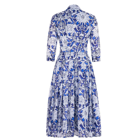Audrey Dress #4 Elephant Bandana Cobalt Blue Dress