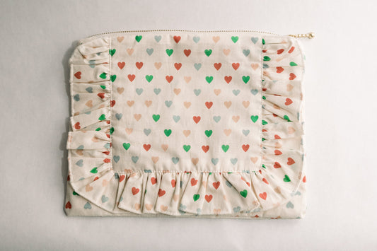 Love In Bloom | Timless Floral Ruffle Zipper Pouch