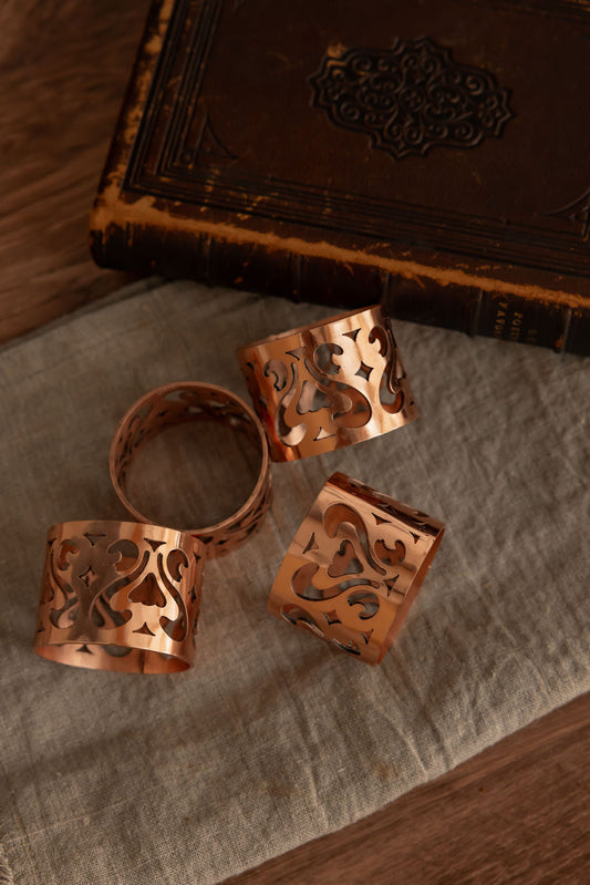 CMK Vintage Inspired Copper Napkin Rings set/4
