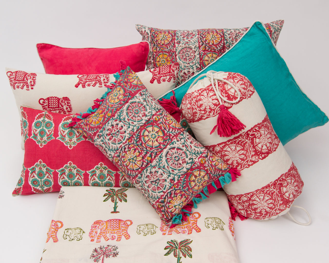 Parakeets Hot Pink/Green Lumbar Pillow