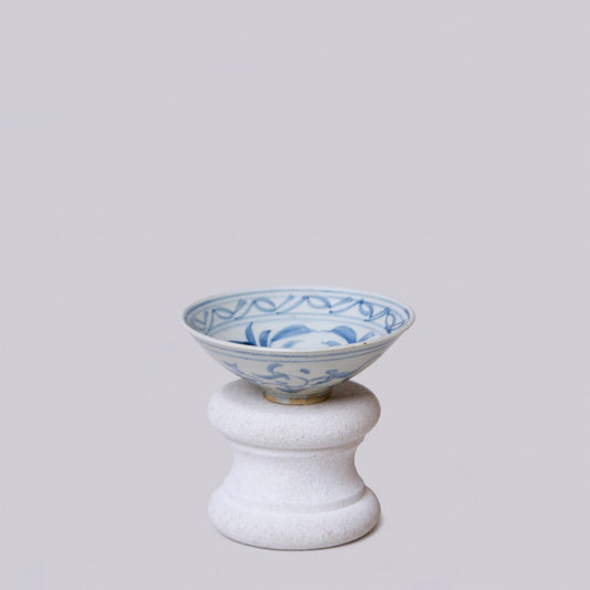 Blue and White Porcelain Floral Conical Bowl