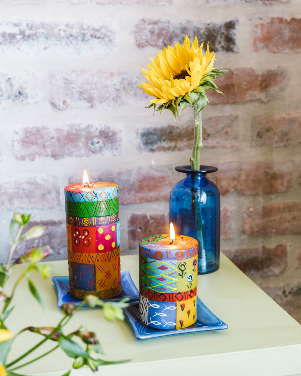 Multi Color Ethnic Painted Candles