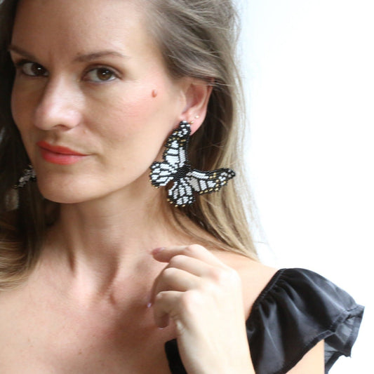 Butterfly White Embera Earrings