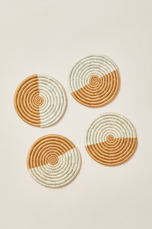 Akeza Coasters in White - Set of 4