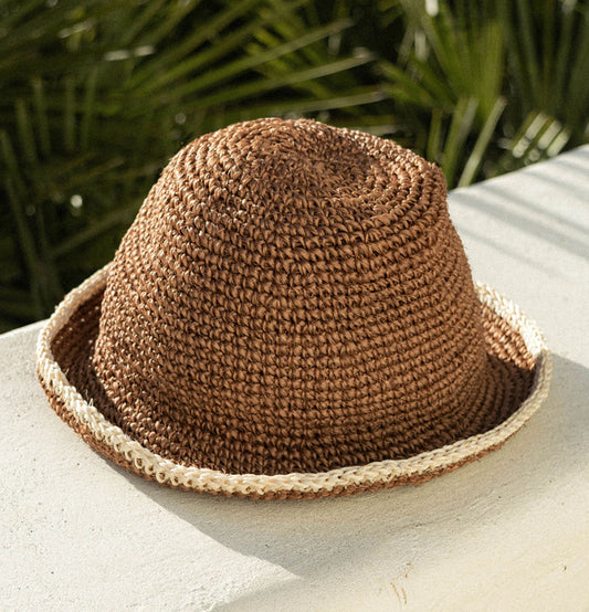 Summer Bucket Hat - Crocheted Brown