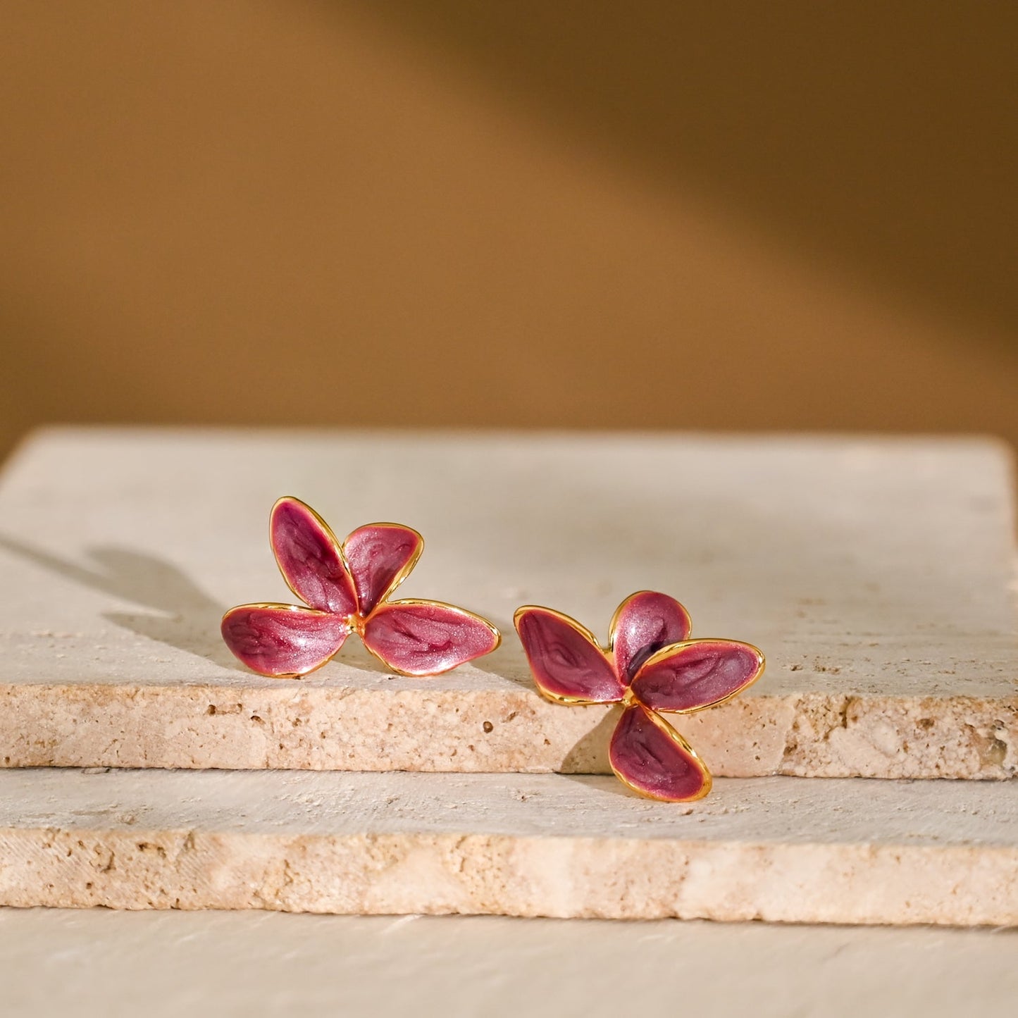 Poised Petal Earrings in Plum