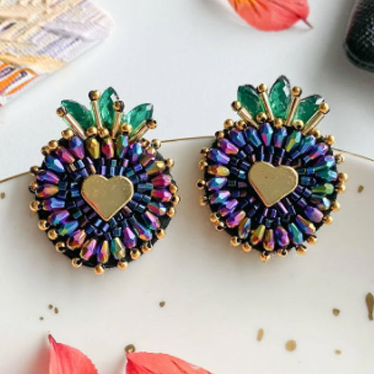 Purple Crown Earring